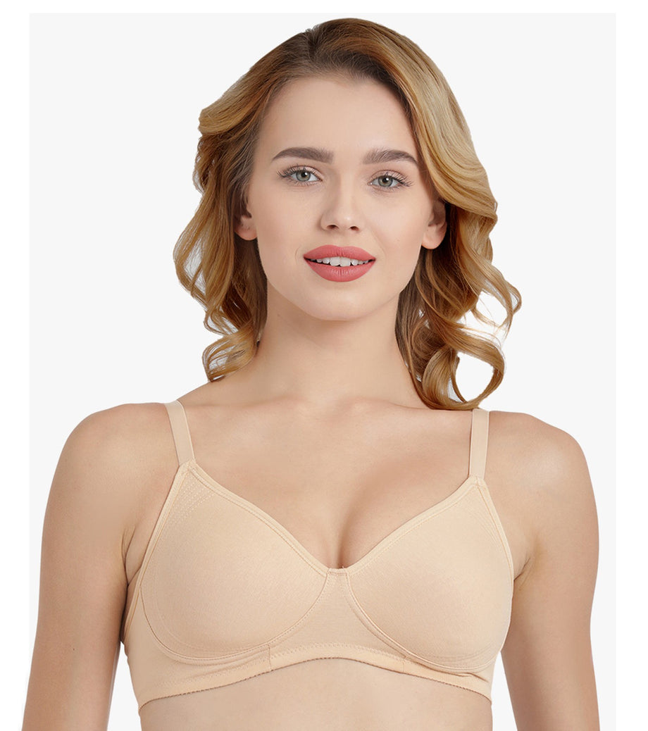 Enamor Side Support Shaper Classic Non Padded Non Wired Full Cover Supima  Cotton Bra (Skin) Style# A042